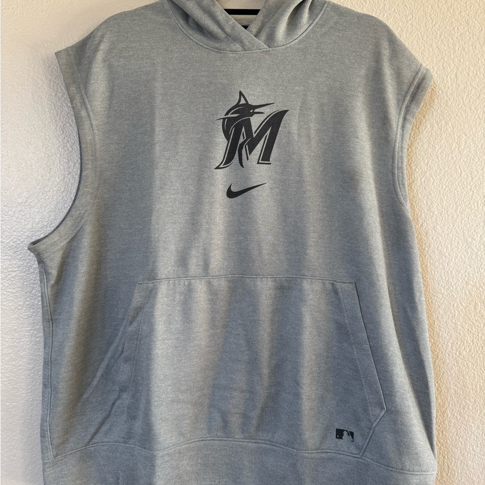 Nike Miami Marlins Authentic Collection Sleeveless Hoodie | Men's XL | EUC
